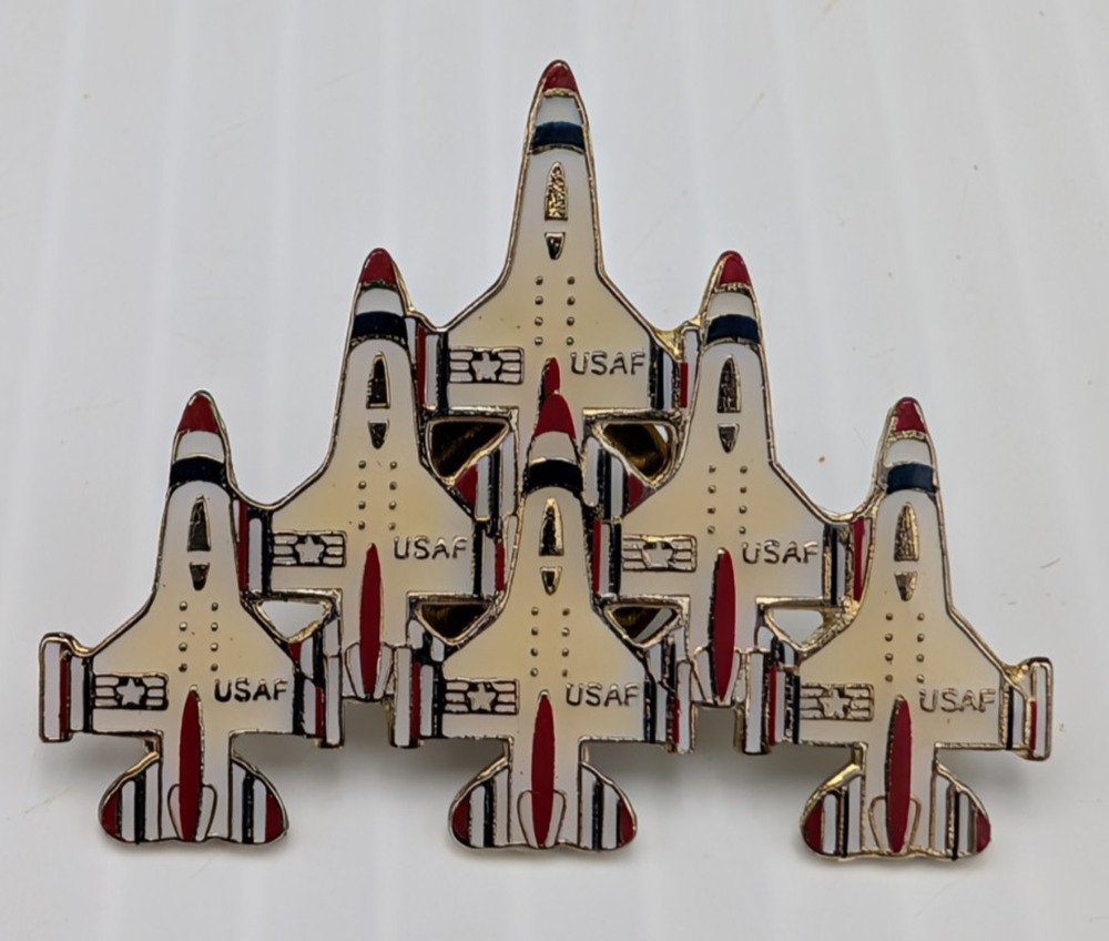 USAF Thunderbirds 6 Jet Delta Formation Lapel Pin Vintage Air Show Souvenir F 16
